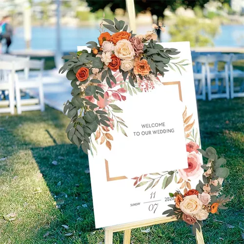 Boda rústica Rosa Guirnalda Centro de Guirnalda Flores de seda