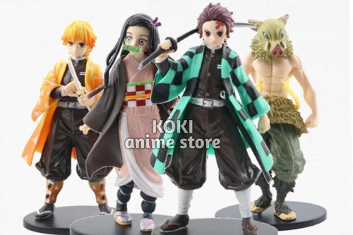 Figuras Demon Slayer X4 Unid. Nezuko Tanjiro Zenitsu Inosuke