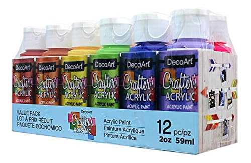 Decoart Acrylic 2 Oz 12 Count Brights Craft Paint Value Pack