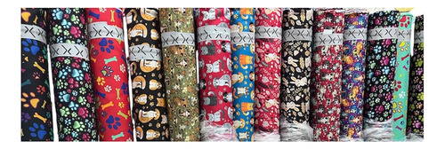 Tela Lona Acrílica Mascotas 1,50 X 5 Mts Rojo Estampado