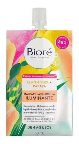 Bioré Mascarilla De Arcilla Iluminante Limón + Papaya 50 Ml