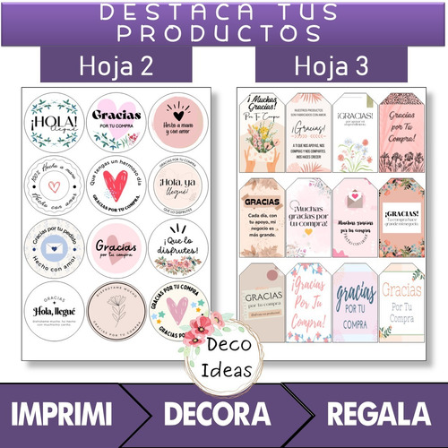Imagen 3 de 5 de Kit Imprimible 06 Para Emprendedores 36 Etiquetas A Color