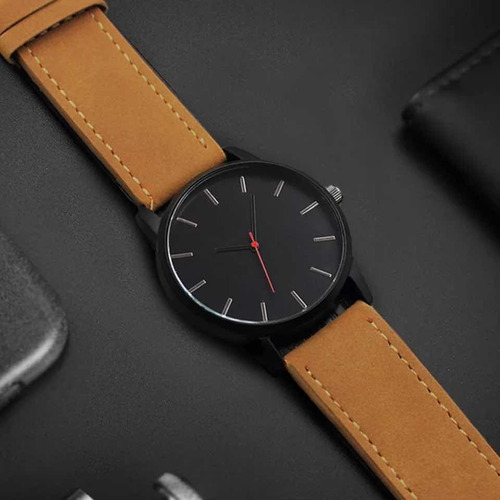 Reloj De Cuero Marrón Minimalista Clasico