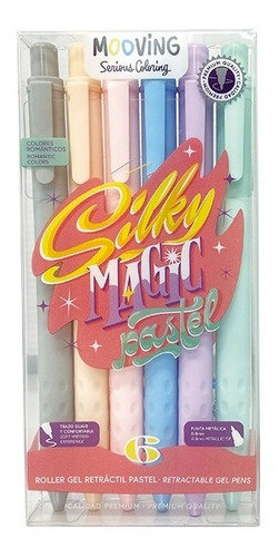 Roller Mooving Tinta Gel Silky Magic Pastel Retractil 0.8 Mm