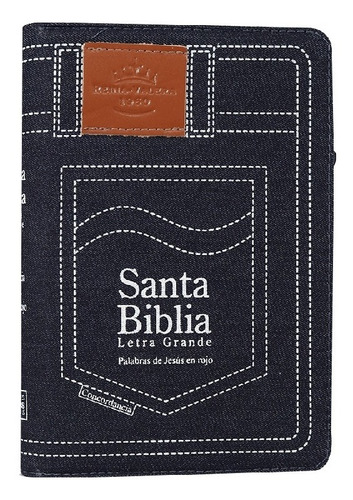 Imagen 1 de 6 de Biblia Rvr-1960 Letra Grande Jeans Azul Con Cierre E Índice