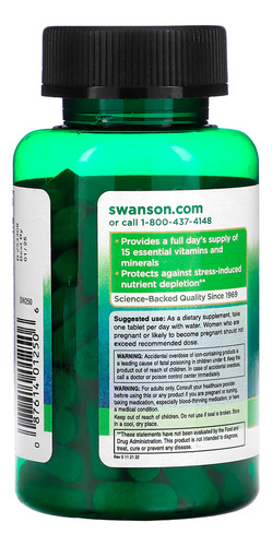 Swanson Century Formula Multivitamínico Y Hierro 130tabs Sabor Sin Sabor