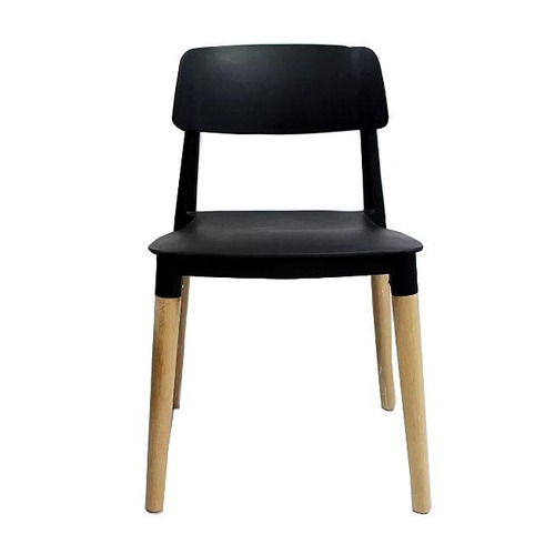 Silla Moderna Icono Eames Negras Blancas Base Madera