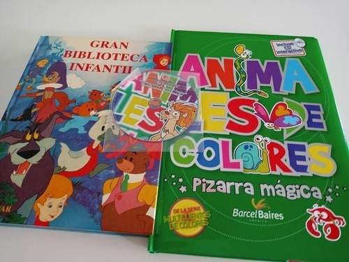 Gran Biblioteca Infantil Y Animales De Colores Pizarra Magic