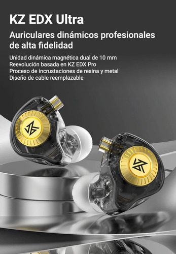 Imagen 6 de 6 de Auriculares In Ear Kz Edx Ultra Dinamico Cable Sin Microfono