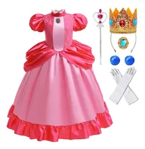Comprar Oskiner Disfraz De Princesa Peaches Para Niñas,disfraz De Princesa Peaches Para Niños Super Bros Con Accesorios Para Halloween