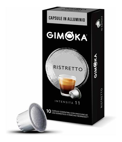 10 Capsulas Gimoka Ristretto Nespresso Compatibles Aluminio