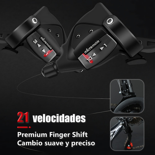 Bicicleta De Montaña 21 Velocidades Amortiguación Ajustable R26 Doble Suspensión Disco Mecánico Regalo de accesorios kit Color Negro