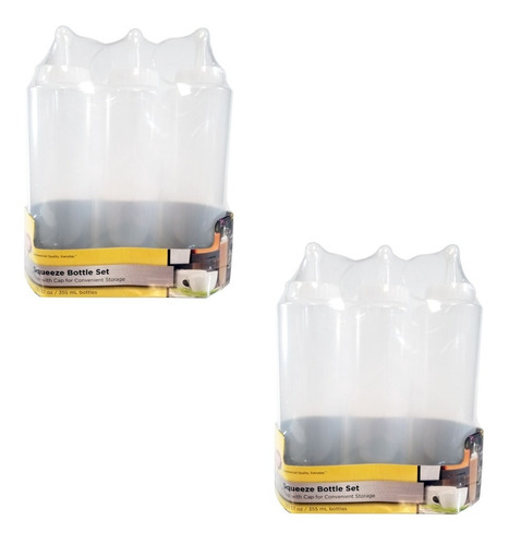 Paquete 6 Botellas Exprimible Squeeze 355 Ml Con Tapon 