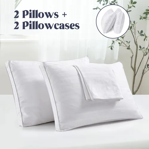 Purdown Plumas De Ganso Y Almohadas De Abajo Con 2 Protector