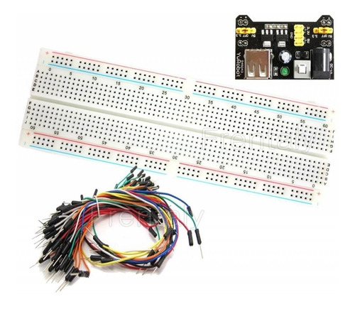 Kit Protoboard 830 + Regulador Tensão + 65 Jumpers