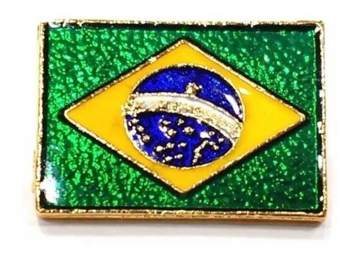 Kit 9 Pim Bótom Broche Bandeira Do Brasil 23mm Folheado Ouro