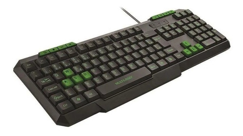 Teclado Multimedia Gamer Verde Y Negro Teclas Destacadas. 