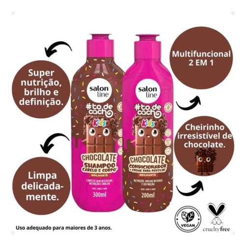 Kit Shampoo Condicionador Chocolate Kids Nutrição Salon Line