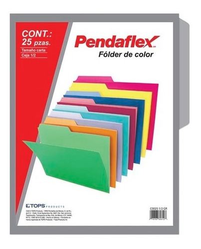 Folder Pendaflex 02512gr Carta Color Gris C/25 Pzas 1/2 Ceja