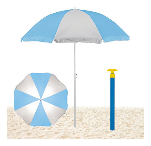 Saca Arena + Parasol Sombrilla Articulada Mor 180cm Playa