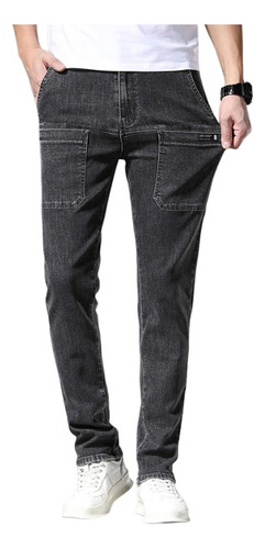 Pantalones Casuales De Jeans Elásticos De Pierna Recta Para