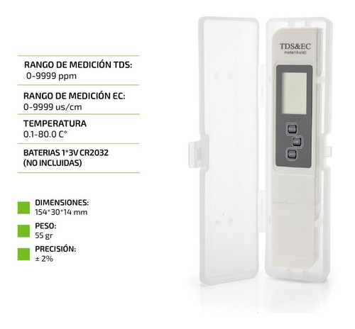 Imagen 2 de 5 de Medidor Electroconductividad Solidos Disueltos Ppm Ec / Tds