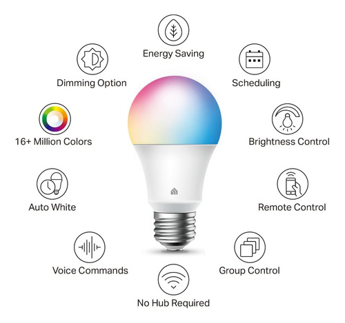 Bombilla Inteligente A19 Regulable Con Cambio De Color Wifi