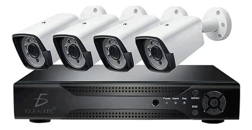 Kit De Video Vigilancia 4 Camaras Con Dvr Exteriores 720p Color Blanco