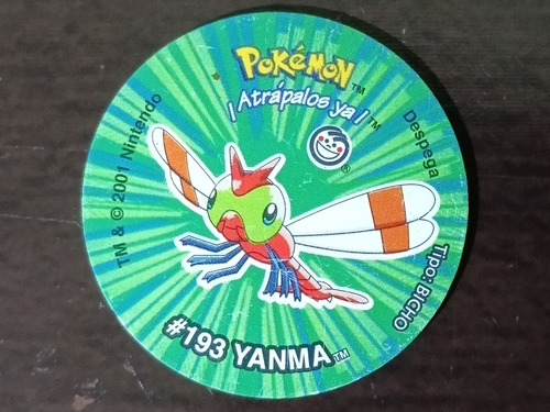 Tazo De Pokemón 3 #193 Yanma Con Sticker Sin Despegar (: (Usado)