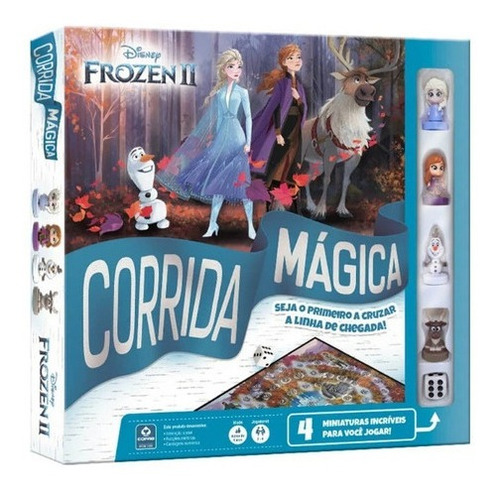 Corrida Magica Tabuleiro Frozen 2 C/4 Miniaturas Da Disney