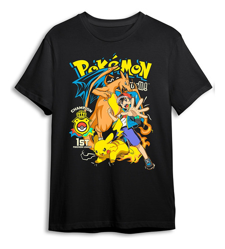 Playera Negra Estampado Pokemon