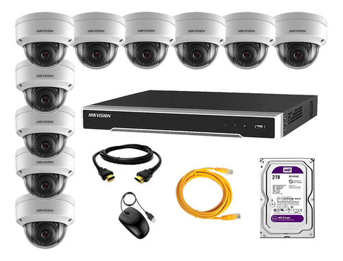 Camara Seguridad Ip Poe Interior Kit 10 Hikvision Disco 2tb