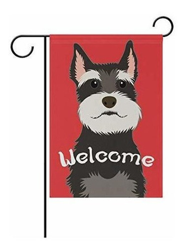My Daily Welcome Schnauzer Dog - Bandera Decorativa