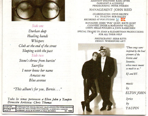Cassette Elton John Sleeping With The Past Estándar