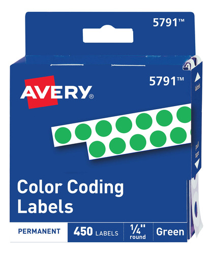 Etiqueta Avery Codificaci&on Color Permanente Redonda 1 4 