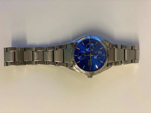 Reloj Casio Excelente Estado ! Fondo Azul. Malla Plateada