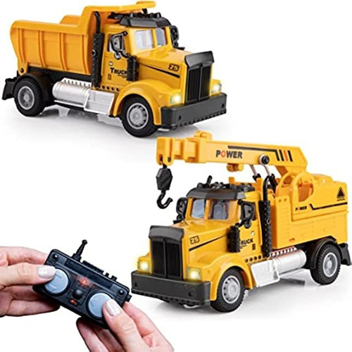Force1 Mini Construction Rc Trucks For Kids - 2 Pack Remote