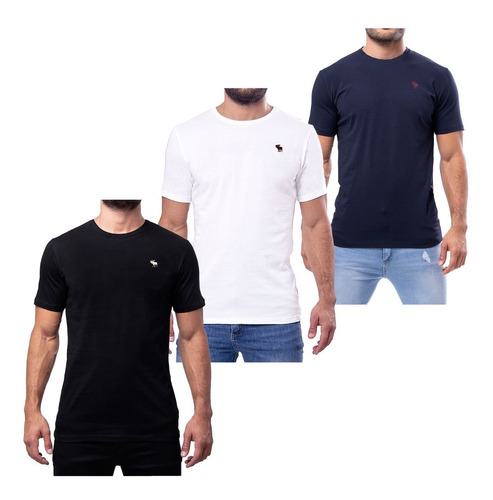 Remeras Lisas Pack X 3 De Hombre Logo Bordado Lisas  #pk3rl