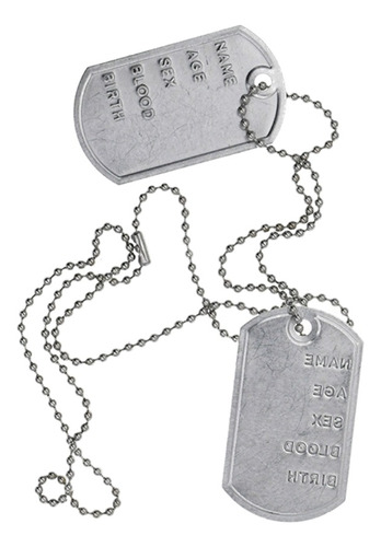 Collar Dog Tag Militar Chapita Cadena Disfraz Halloween