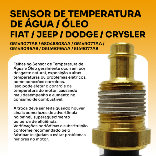 Sensor Temperatura Água Óleo Dodge Journey 3.6 V6 05149077ab