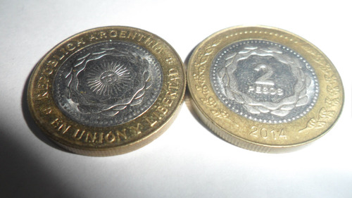 Moneda Argentina 2 Pesos 2014 (Usado)