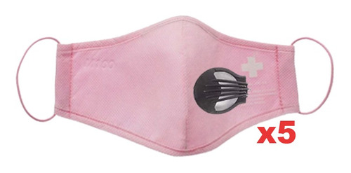 Tapaboca Lavable Protección Válvula, Mxwai-011, 5pzs, Pink