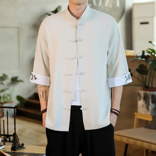 Traje Estilo Tang Asiático Hanfu Para Hombre, Abrigos Y Cham