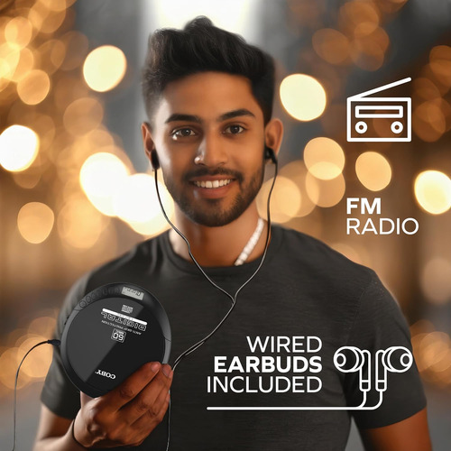 Reproductor Cd Coby Cd-191-blk, Portátil, Lcd, Recargable