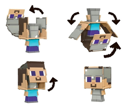 Cartela Exclusiva Minecraft 4 Bonecos Transformáveis