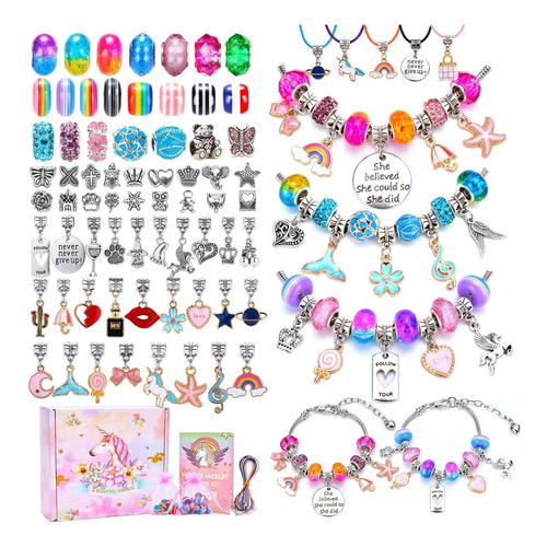 Monobin Kit Fabricacion Pulsera Dije Para Niña 130 Pieza