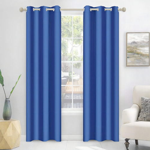 Cortinas Blackout Premium Maximax Para Ventana 2 Paneles Color Azul Real