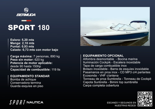 Imagen 1 de 16 de Bermuda Sport 180 C/ Mercury 115 Hp 4t