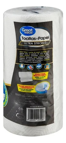 7 Pzas Toallas De Papel Great Value Multicorte Ultra Strong