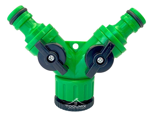 Conector De Manguera De Riego Doble Salida ½puLG Color Verde